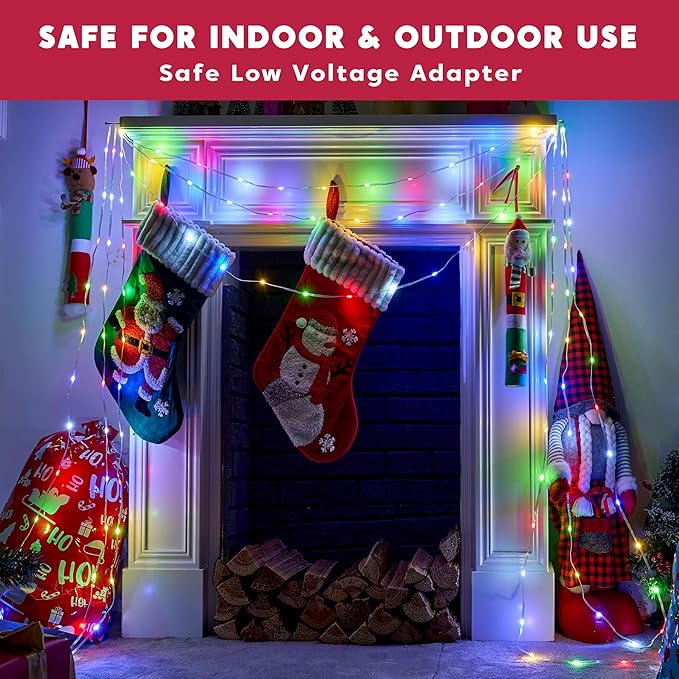 Joiedomi 600 LED Christmas String Lights Outdoor,198FT Multicolor Fairy Light with Remote 8 Modes Timer, Plug in PVC Clear Wire Lighting Decor with Reel for Indoor Dorm Classroom Bedroom Holiday