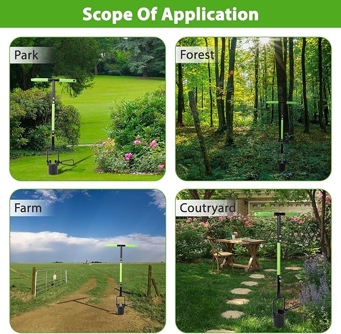 Long Handled Bulb Planter Tool 5 in 1 Lawn and Garden Tool for Digging and Digging Holes for Planting Flowers Turf Transplants Planting Tool Double Pedal with T-Long Handle