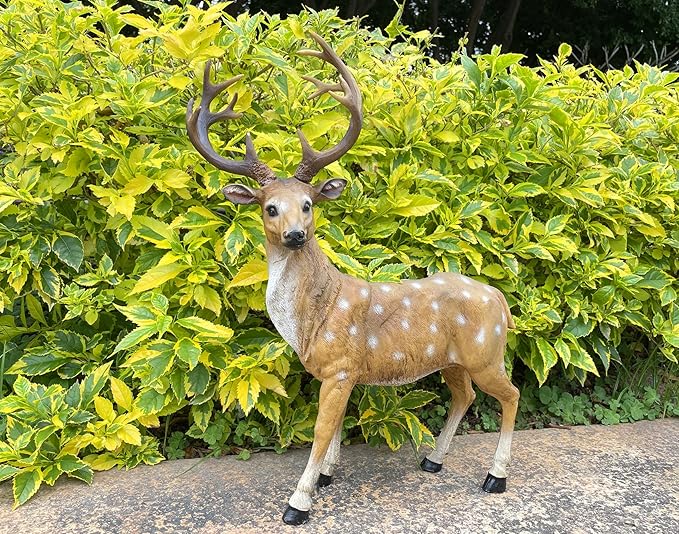 XTAPAN Resin Sika Standing Deer Statue Garden Animals Decorations Outdoor Sculpture Yard Art Decor Lawn Ornaments Clearance Patio Decoration Figurine Christmas Home Decorations