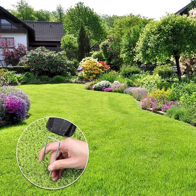 50 Pack Garden Stakes, U-Shaped Tent Stakes, Galvanized Landscape Staples, Ground Stakes, for Landscaping Securing Weed Barrier Fabric, Irrigation Tubing, Holding Fence, Tarpaulin