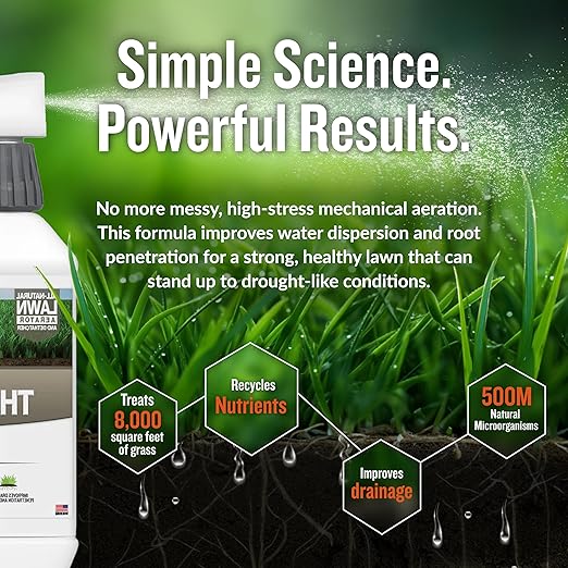 Turf Titan Thatch Buster – Natural Lawn Aerator and Grass Dethatcher – Probiotic Solution for Improved Lawn Drainage, Soil Health, and Strength (32oz)