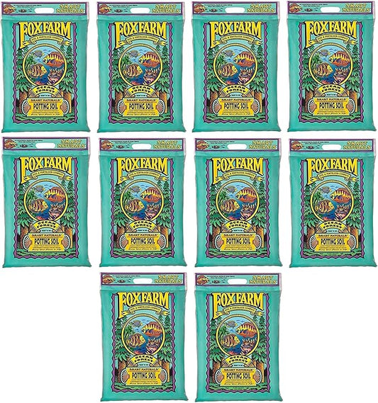 FoxFarm Ocean Forest Potting Soil, 12qt (Pack of 10) - Light, Aerated Texture, Designed for All Container Plants - pH Adjusted for Optimal Nutrient Uptake, Effectively Retains Moisture