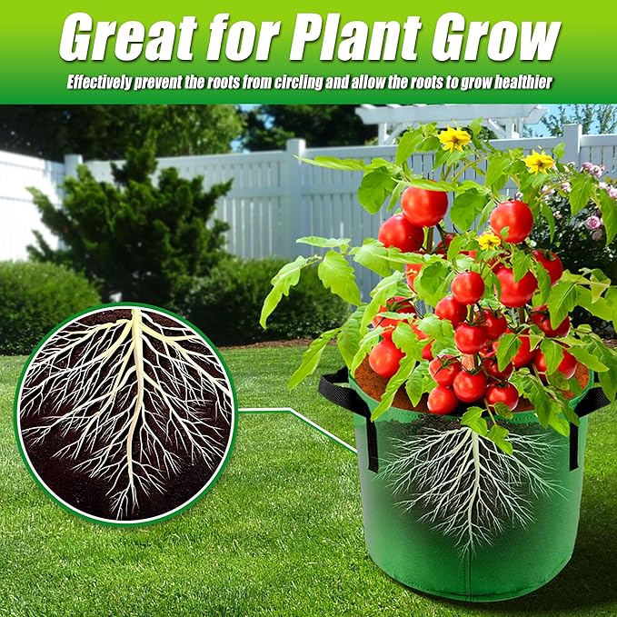 10 Gallon Grow Bags, 7 Pack Colorful Fabric Plant Pots with Handles for Garden and Outdoor Planting