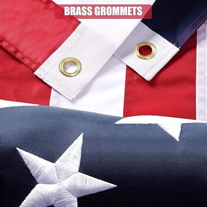 American Flag 12x18 Ft, Outdoor Premium US Flags, Heavy Duty Durable, 420D Oxford Nylon, Embroidered Stars, Brass Grommets
