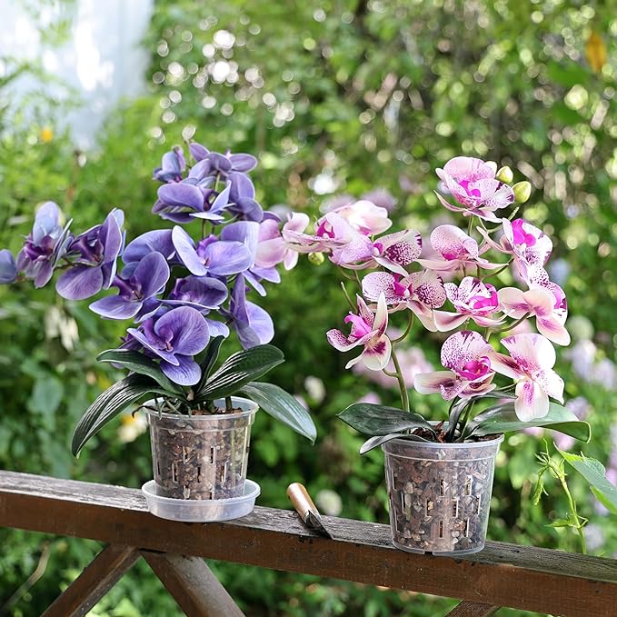 TRUEDAYS Orchid Pot - 9 Pack 4/5/6 Inch Clear Plastic Orchid Plant Pots with Drainage Holes for Indoor Outdoor Live Plants for Repotting