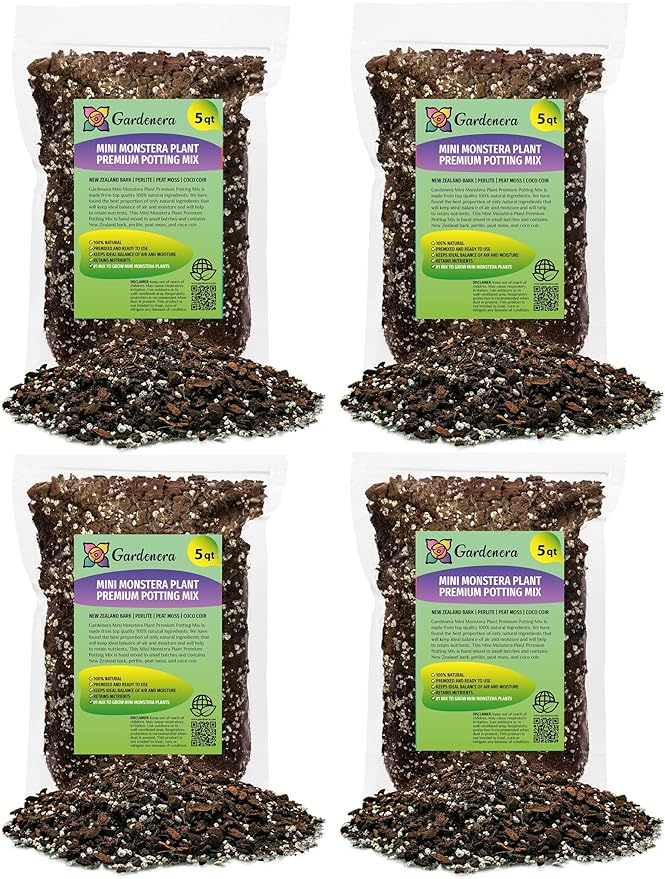 Mini Monstera Soil Mix - Trusted by Gardening Experts for Healthy and Strong Plants - 20 Quart (4 Bags of 5 Quart)