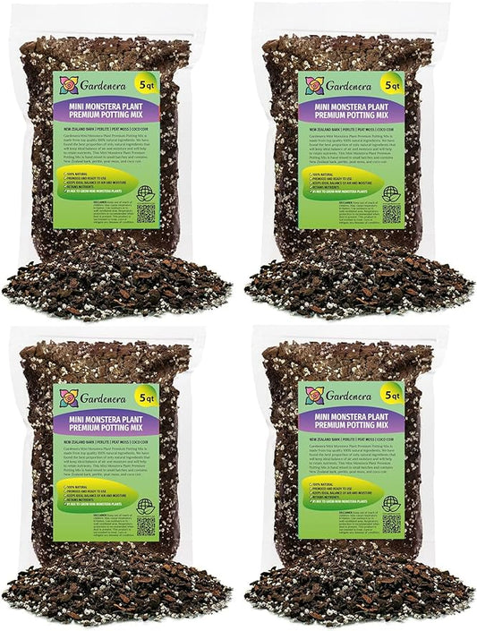 Mini Monstera Soil Mix - Trusted by Gardening Experts for Healthy and Strong Plants - 20 Quart (4 Bags of 5 Quart)