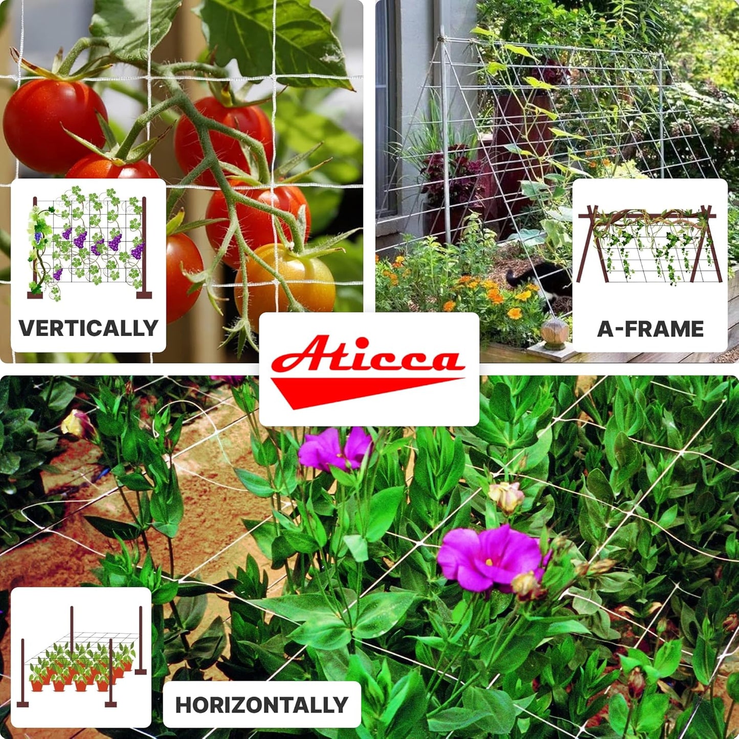 Plastic Trellis Netting 59" x 328 ft Heavy Duty Plant Support Netting White - 6 Inch Garden Trellis on Roll - Mesh for Growing Vine Climbing Plants, Flowers, Peas, and Cucumber