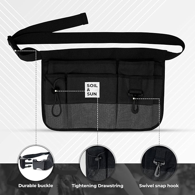 Soil & Sun Garden Tool Belt for Women, Tool Apron, Utility Belt Women, Teacher, Canvas Waist Apron with Pockets,Garden Aprons