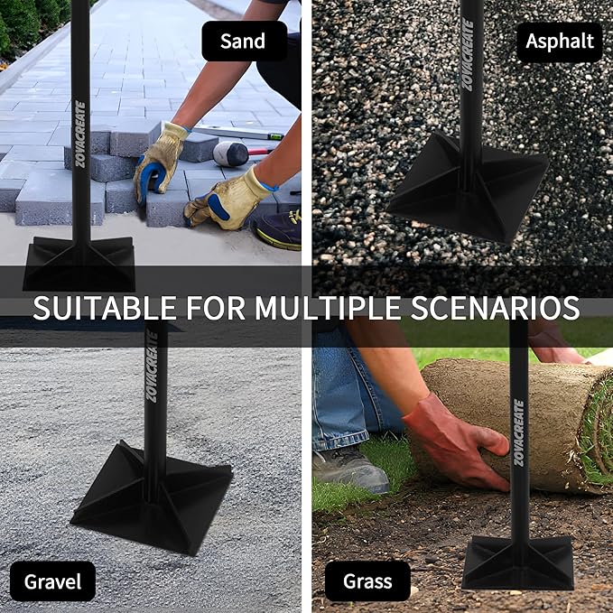 Hand Tamper Tool, Fully Welded Heavy Duty Steel Ground Garden Tamper for Soil Yard Landscaping -8x8Inch