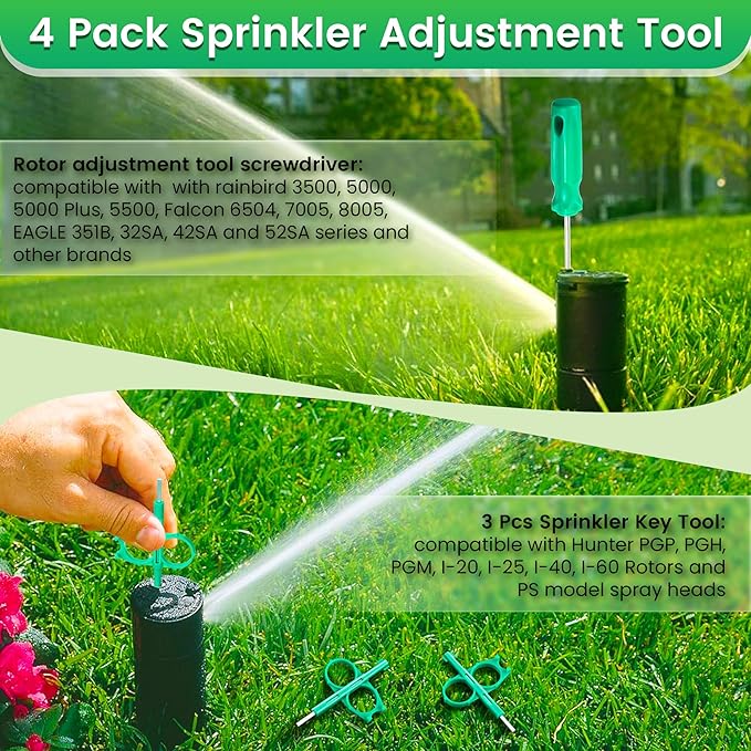 4 Pack Sprinkler Adjustment Tool Compatible with Rain Bird 5000, Hunter PGP Sprinkler Head, Sprinkler Key Tool Adjustment Wrench for Lawn Irrigation Sprinkler System Repair