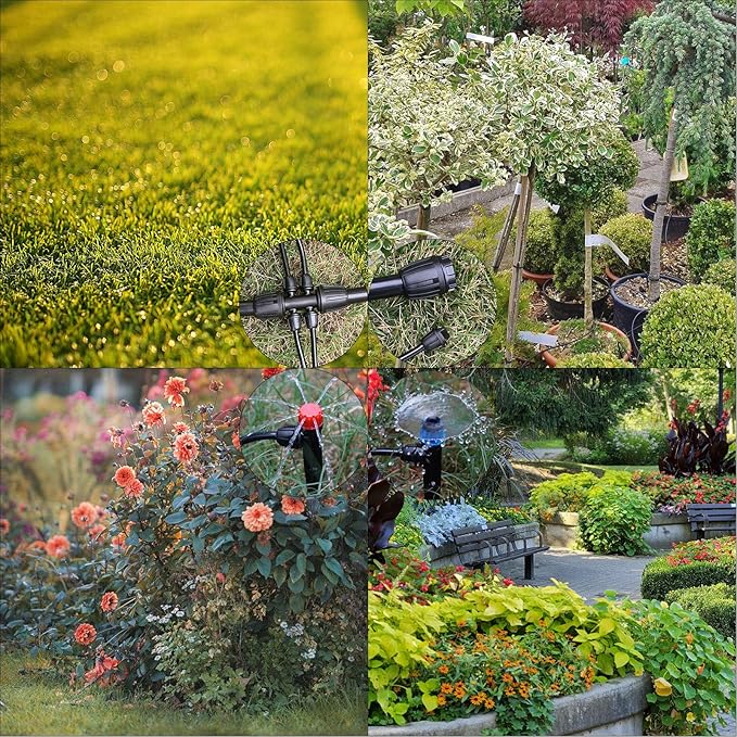 Drip Irrigation Emitters, Sprayers for 1/4" Tubing, 1/2" to 1/4" Fittings, Barbed Connectors for 1/2" Tubing (0.67" OD), End Plugs for Garden Watering System 38 Pcs (Tubing Not Included)