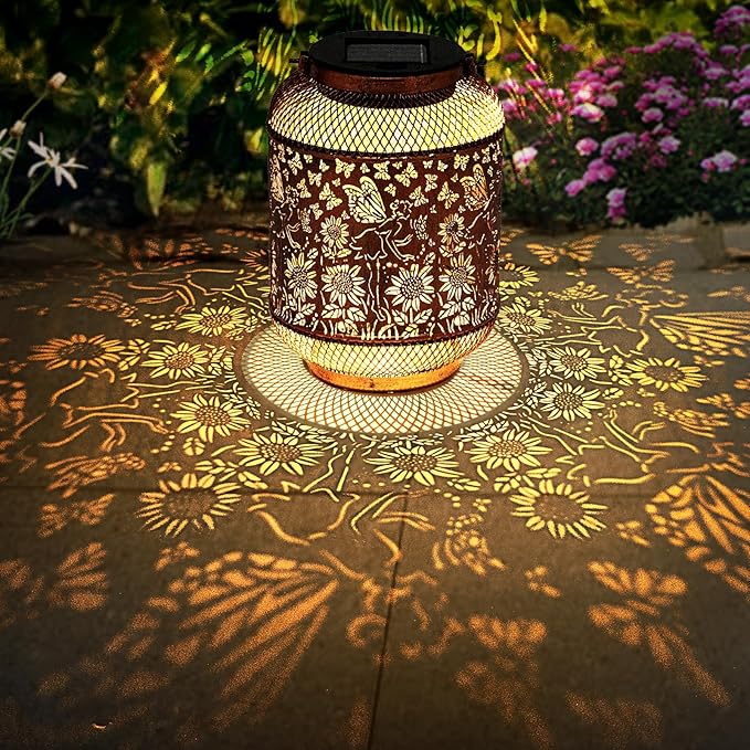 Hummingbird Solar Lantern Outdoor Waterproof Garden Decor, Christmas Gifts for Women, Mom, Metal Hanging Sunflower Solar Lights Outdoor Decoration for Yard, Patio, Tabletop, Pathway