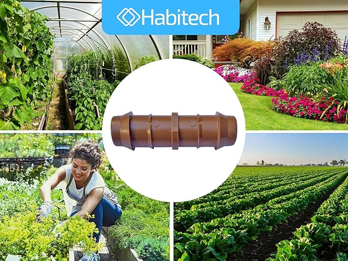 1/2" Coupling Drip Irrigation Fittings (12 Pack) - Barbed Drip Line Coupler Connectors compatible with Rain Bird and Most 1/2" Tubing or Sprinkler Systems