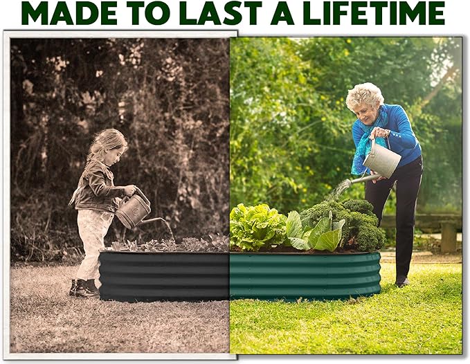 Galvanized Raised Garden Beds Outdoor // 4×2×1 ft (2-Pack) Planter Raised Beds for Gardening, Vegetables, Flowers // Large Metal Garden Box (Dark Green) // Patented Tool-Free Design