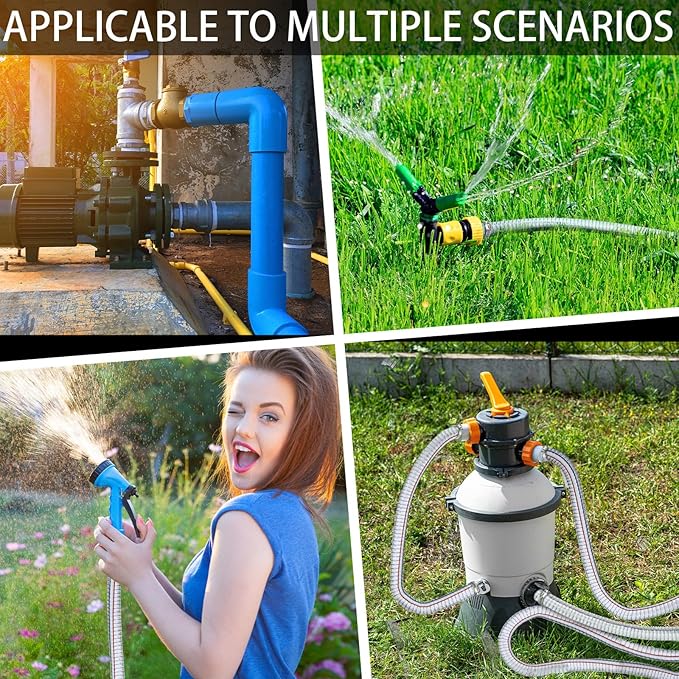 Frienda Heavy Duty Steel Wire Flexible Tubing with Fasteners PVC High Pressure Drain Hose Tube Pond Tubing Clear Wire Reinforced for Pond Bilge Pump Vacuum Suction Hose(16.4 Ft, 1 Inch Id)