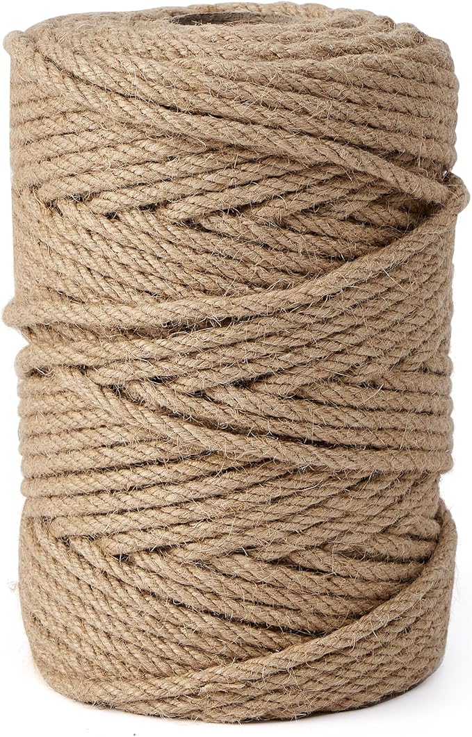 Natural Jute Twine,328 Feet 1/4 inch Hemp Twine Rope for Gift Wrapping Craft Plant Garden Christmas Handmade Arts Decoration Packing String Home Decor