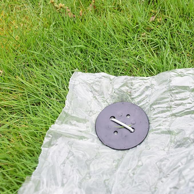 MySit 50 Pack Vapor Barrier Stakes with Landscape Staples Gasket Caps, 6 Inch Weed Barrier Stakes for Moisture Barriers, Garden Ground Staples for Weed Block Landscaping Lawn Fence Pins