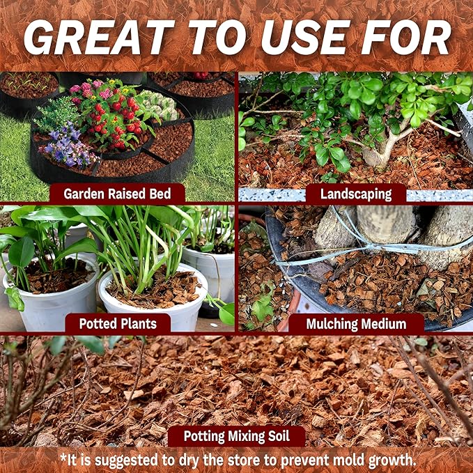3 Pack Cocount Husk Chips-3.3LB Organic Coco Chips with Low EC & PH Balanced, High Expansion Coconut Substrate Coco Husk Mulch for Garden Flowers, Planting, Reptile, Indoor & Outdoor