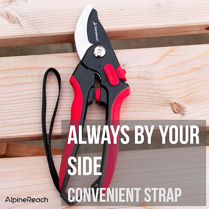 AlpineReach Pruning Shears Set Bypass and Anvil for Gardening, Sharp Ergonomic Pruners, Adjustable Soft Handle for Small & Large Hands, Heavy Duty High Carbon Steel Blade, Secateurs, Gift Box