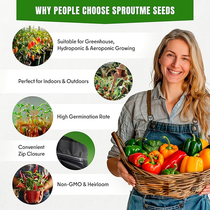 15 Sweet & Hot Pepper Seeds Vegetable Variety Pack Home Garden Kit Plant Markers 750+ Non-GMO Heirloom Indoor Hydroponic Outdoors Planting Cayenne Banana Habanero Jalapeno Cubanelle Bell Rare Peppers