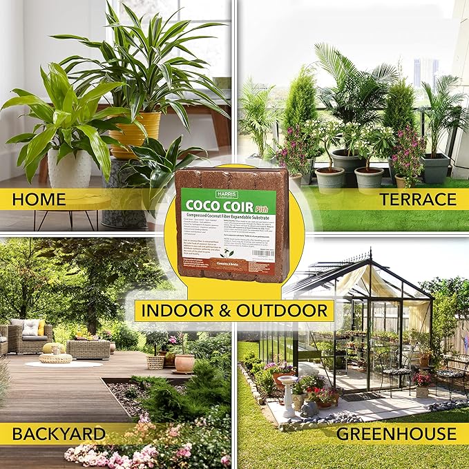 Harris Coco Coir Pith, 4 Bricks Expand to 9 Gallons of Coconut Coir to Promote Healthy Root Growth