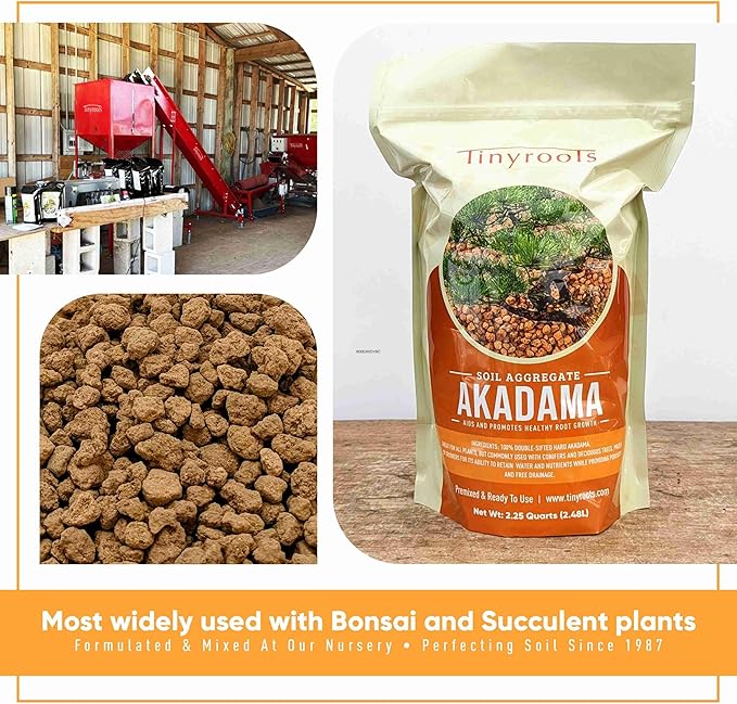 Akadama 2.25qt Bonsai Soil, Sifted Through 1/8 Inch Mesh Then Through 1/16 Mesh, Dust and Small Particles Removed