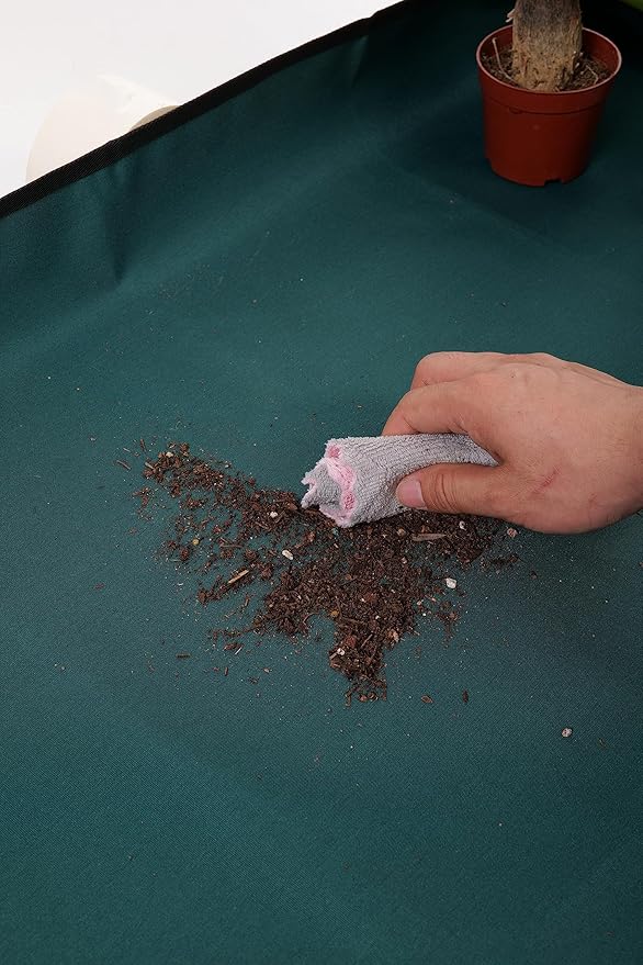 KONMAY Foldable Thicken Repotting Mat Tool Set - 40''X40'' Waterproof Potting Tray, Shovel and Garden Glove for Indoor and Outdoor Transplanting and Soil Mess Control