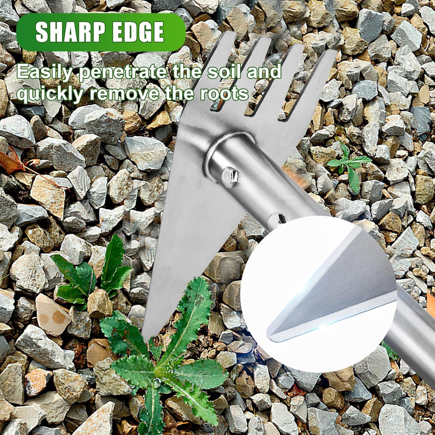 Dual Headed Hoe Garden Tool, 29.5"-57.7" Adjustable Long Handle Weed Puller Tool, Stainless Steel Hoe Cultivator and Weed Rake Gardening Tool, for Gardening Planting, Weeding, Digging, Loosening Soil