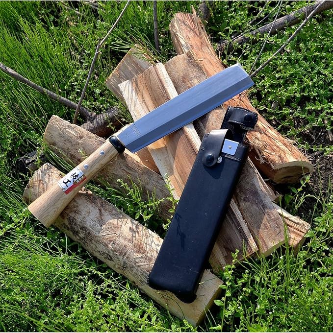 KAKURI Japanese NATA Tool Knife 8.2" Made in Japan, Bushcraft Hatchet Axe with Sheath for Camping, Outdoor, Campfire, Gardening
