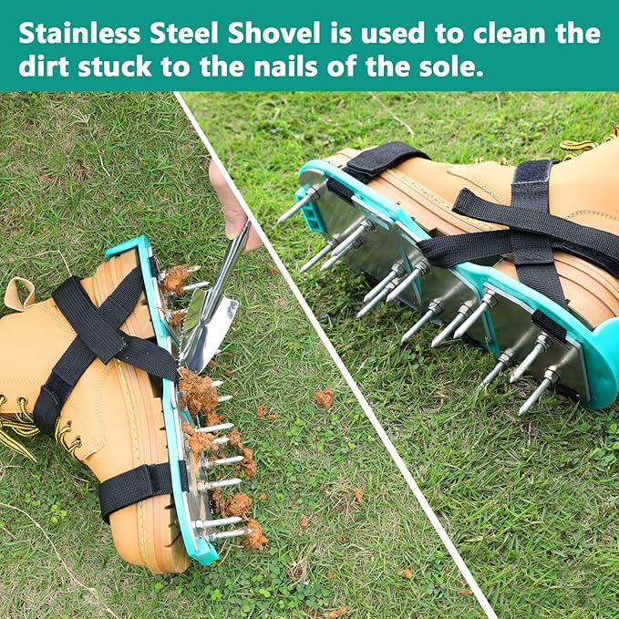 Lawn Aerator Shoes for Grass - Pre-Assembled Grass Aerator Shoes for Lawn - Soil Yard Aerator Tool for Aerating Patio Garden, Green