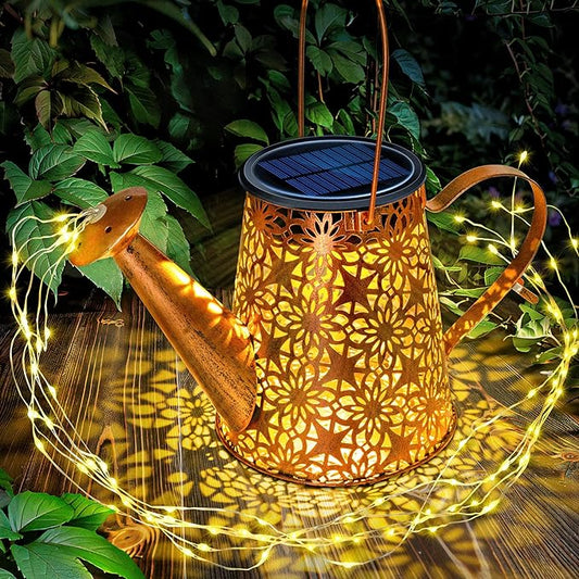 Watering Can Lights Solar Powered: Garden Light Waterproof Outdoor Decoration - Flower Lanterns Hanging Yard Patio Path Proch Decor - Birthday Gardening Gifts for Women Mom Grandma