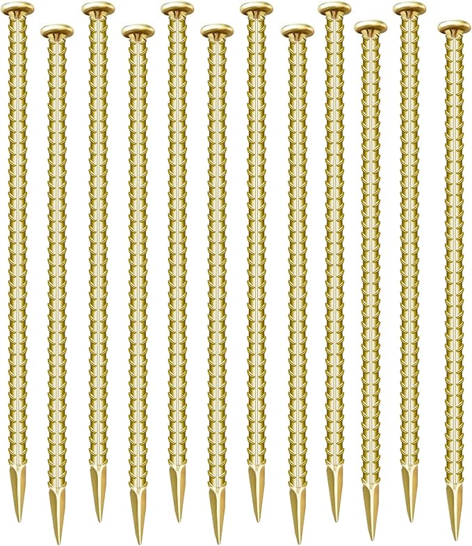 12 Pieces 12-Inch Garden Ground Stakes Galvanized Steel Rebar Stakes - Heavy Duty Ground Anchors for Tents, Position Stakes Kits,Fences Stakes, and Trampolines Stakes