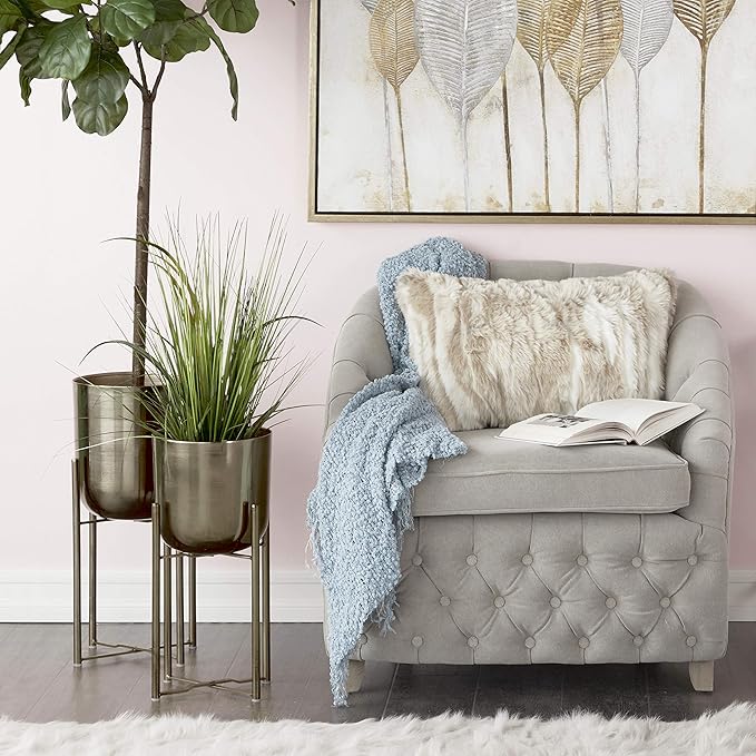 CosmoLiving by Cosmopolitan Metal Indoor Outdoor Planter Dome Large Planter Pot with Removable Stand, Set of 2 Planters 19", 22"H, Black