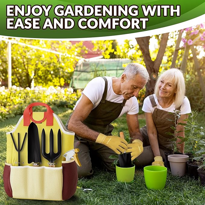 Gardening Tool Set - 9 Pcs Gardening Tools for Women Gardening Hand Tools Gardening Kit Garden Tools for Women Garden Tool Set Gifts for Gardeners - Gardening Set Cool Stuff for Gardening Gifts