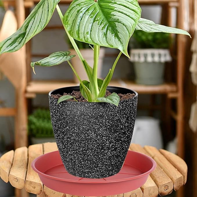 2 Pack of Plant Saucer Tray 14 inch, Heavy Duty Plastic Pot Plant Drip Trays Saucers for for Indoors Outdoor, Plant Water Tray for Planters 13-14" (14", Clay)