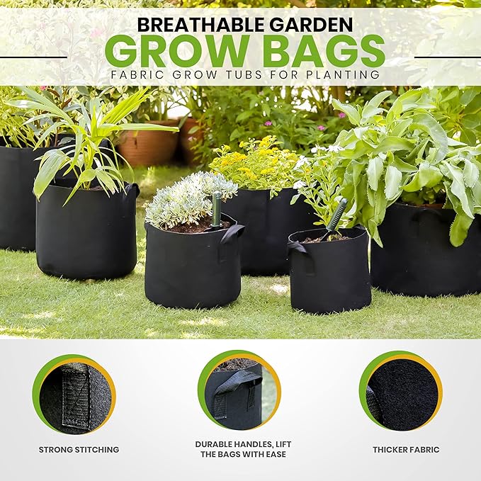 Utopia Home 12 Pack 15 Gallon Grow Bags, 300G Thickened Nonwoven Plant Fabric Pots for Outdoor, Grow Pots, Garden Plant Bags, Aeration Fabric Planters for Fruits, Vegetables and Flowers