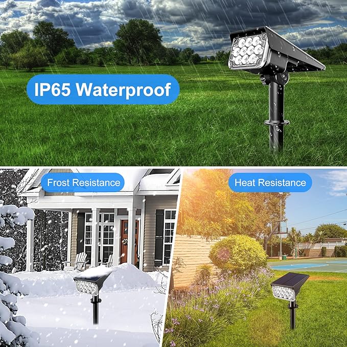 T-SUNUS Christmas Solar Spot Lights Outdoor Color Changing 4 Pack, IP65 Waterproof Solar Landscape Spotlights Garden Pond Lights, 2-in-1 RGB Lighting for Yard Pathway Driveway Walkway Tree Halloween