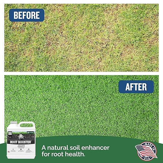 Turf Titan Root Booster - Made in USA, Soil Conditioner and Probiotic and Micronutrient Booster for All Lawn, Plants, Flowers, Trees, Shrubs, Better and Richer Garden Soil, Lawn Care - 1 Gallon