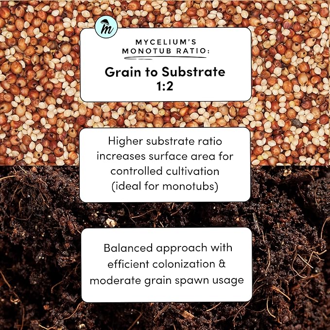 Mycelium's Dung-Loving Mushroom Monotub Bundle – 6LB CVG & 3LB Millet/Milo Grain | Expertly Prepared for Peak Mycelium Growth | Nutrient-Dense for Home Growers | Complete with Cultivation Enhancer