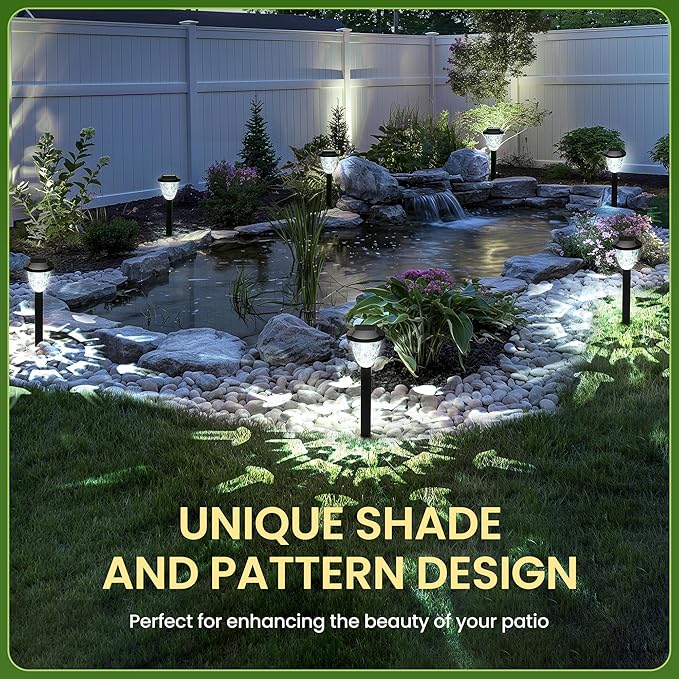 Solar Outdoor Lights Waterproof,Solar Pathway Lights Outdoor with Great Pattern, Auto On/Off Garden Decor for Outside Garden Walkway Driveway Pathway(12 Pack)