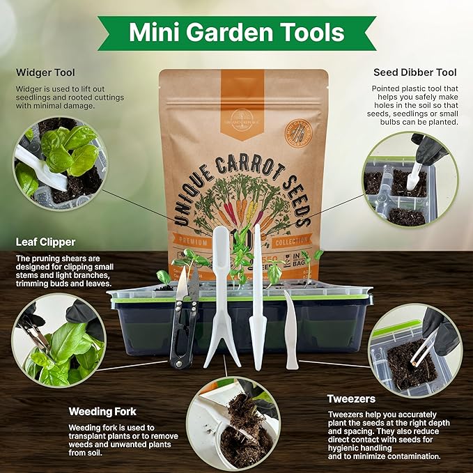 Organo Republic 10 Unique Carrot Seeds Variety Pack - 7,550+ Non-GMO Heirloom Carrot Seeds for Outdoor & Indoor Home Gardening, Including Carrot Imperator 58, Little Fingers, Scarlet Nantes, Parisian