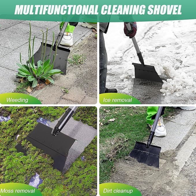 Suchtale Multifunctional Garden Cleaning Shovel, Heavy Duty Steel Flat Shovel with 54" Adjustable Handle, Gardening Scraper Shovel, Outdoor Spade Tool for Weeding, Lawn Edging, Digging, Ice Removal
