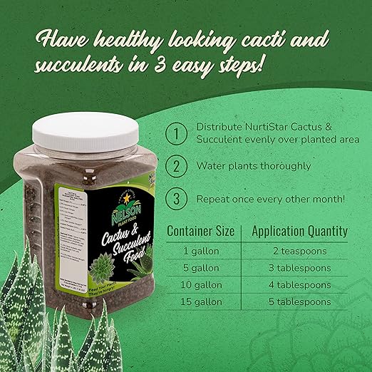 Nelson Plant Food - NutriStar Cactus and Succulent Plant Food - Cacti and Succulent Fertilizer - Plant Fertilizer for Cactus and Succulents