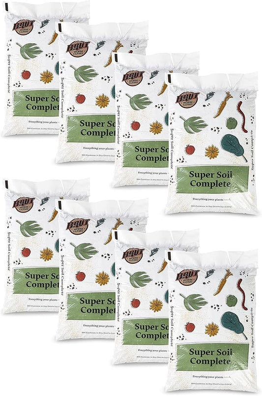 Brut Organic Potting Soil – 1 CF – Everything Your Plants Need in one Bag. Indoor and Outdoor Container Plants. 8 Pack