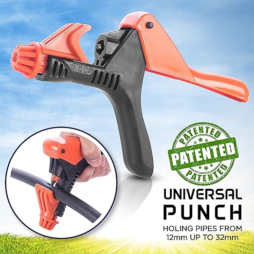 Universal Punch UP-3 Drip Irrigation Hole Punch Tool - Spiral Operation Tube Punch for Drippers, Connectors, Sprinkler Irrigation Tubes Pipes 16 to 32mm, Drip Irrigation Punch Tool 160030-P