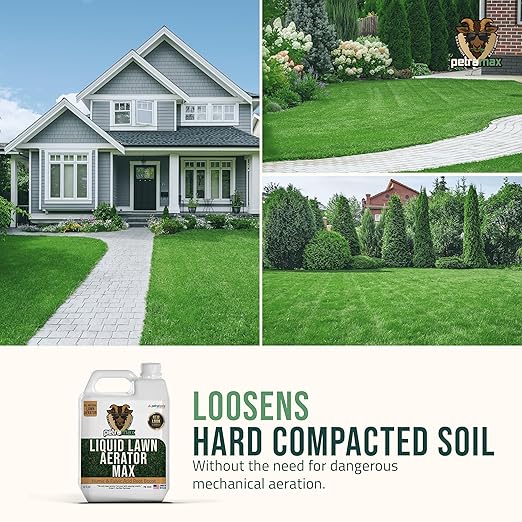 PetraMax Liquid Aeration for Lawn with Humic & Fulvic Acid Biostimulants, Liquid Aerator, Liquid Aerator, Soft Soil Liquid Aerator, Lawn Aeration, Soil Loosener, Soil Aerator, 40,000 sq ft (32 Oz)