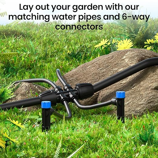 MIXC 25 FT 1/2 Inch Drip Irrigation Tubing Kit:Premium Garden and Landscape Watering System with 2 Quick Connector 4-Way Connector