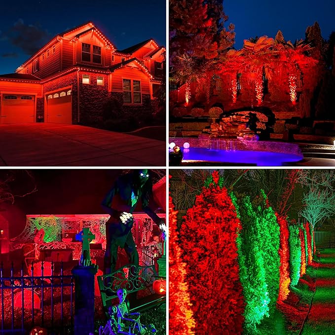 Solar Spot Lights Outdoor,20 LED Waterproof IP65 Solar Landscape Light Adjustable Panel Spotlights for Wall Tree Yard Garden Halloween Christmas Red Lights 4 Pack