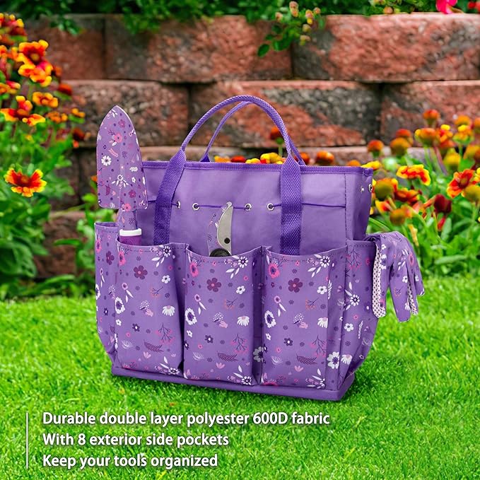 Gardening Gifts for Women, Gardening Tools for Women, Garden Tool Set, Heavy Duty Gardening Hand Tools with Garden Tool Bag, Purple